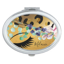 Söt Girly Glitter Guld Animal Print Named Glam