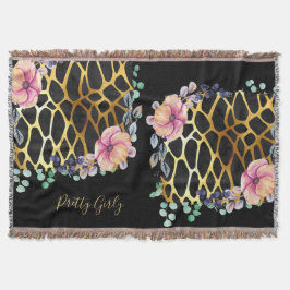 Söt Girly Glitter Guld Animal Print Named Glam Filt