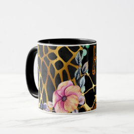 Söt Girly Glitter Guld Animal Print Named Glam Mugg