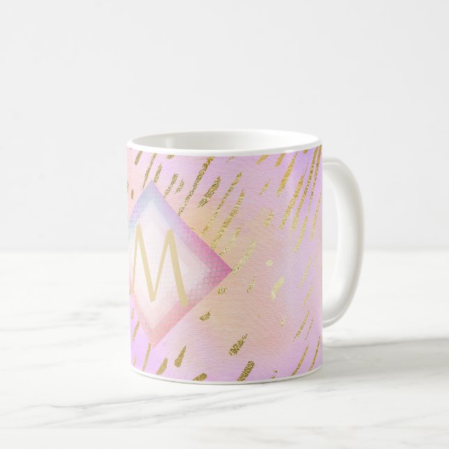 Söt Girly Glitter Rosa Guld Animal Print Glam Kaffemugg (Framsida höger)