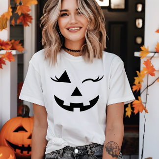 Söt Girly Jack o lantern Pumpkin Ansikte Halloween T Shirt