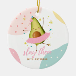 Söt Girly Kawaii Avocado Ballerina Slay Them Julgransprydnad Keramik