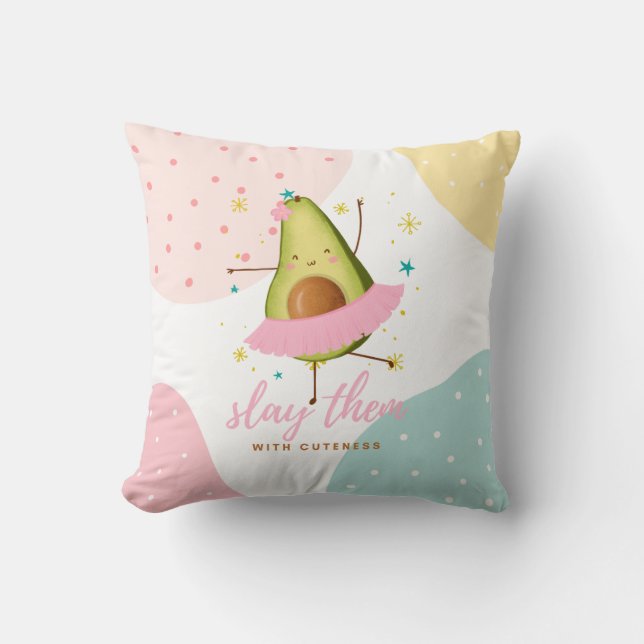 Söt Girly Kawaii Avocado Ballerina Slay Them Kudde (Framsida)