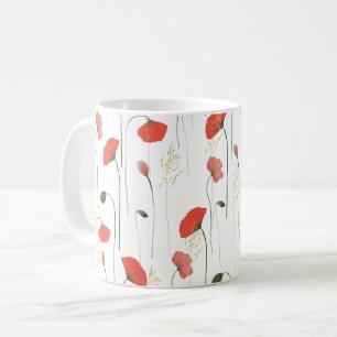 Söt Girly Poppies Blommönster Kaffemugg