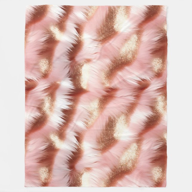 Söt Girly Ro Guld Rosa White Fleecefilt (Framsidan)