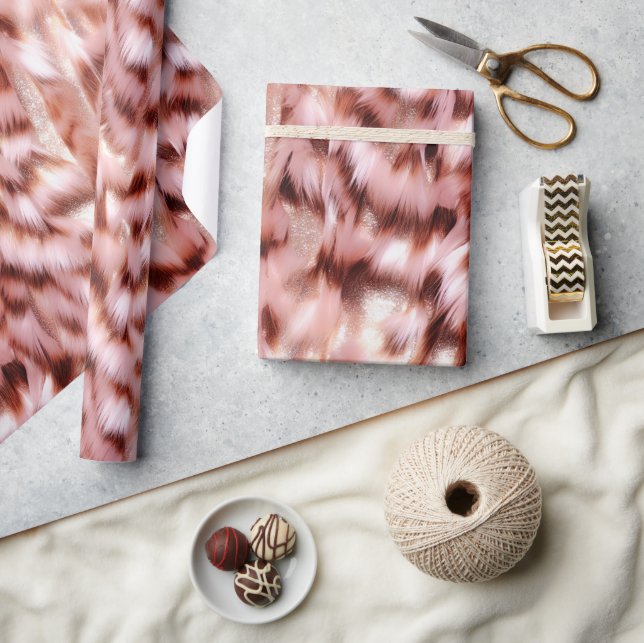 Söt Girly Ro Guld Zebra Glitzy Animal Presentpapper (Hantverk)