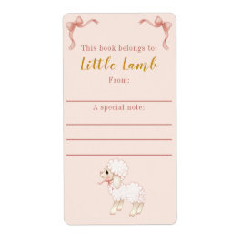 Söt Girly Rosa Bow Lamb Baby Shower Bookplate Fraktsedel