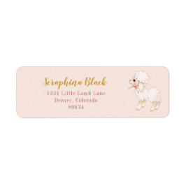 Söt Girly Rosa Bow Lamb Baby Shower-etikett Returadress Etikett