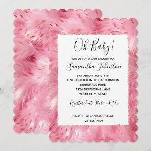 Söt Girly Rosa Faux Päls Inbjudningar