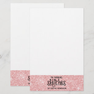 Söt Girly Rosa Glitter Artist Brevpapper