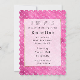 Söt Girly Rosa Sjöjungfru Inbjudningar