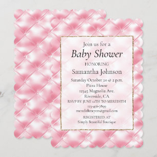 Söt Girly Rosa Tufts Baby Shower Inbjudningar