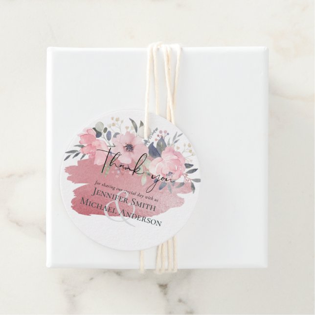 Söt Girly Rosegold Blommigt Glam Bröllop Gåvor Etiketter (På plats)