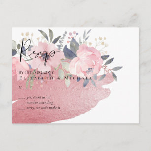 Söt Girly Rosegold Blommigt Glam Bröllop Vykort