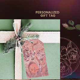 Söt Girly Salmon Rosa Flowers Presentetikett