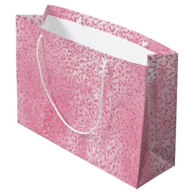 Söt Girly Sugar Rosa Glitter Leopard (Baksidan Vinklad)