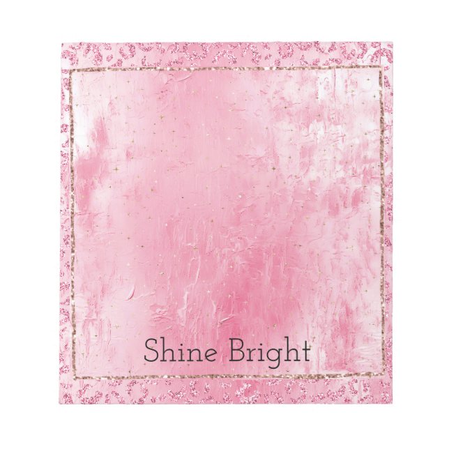 Söt Girly Sugar Rosa Glitter Leopard Anteckningsblock (Framsida)