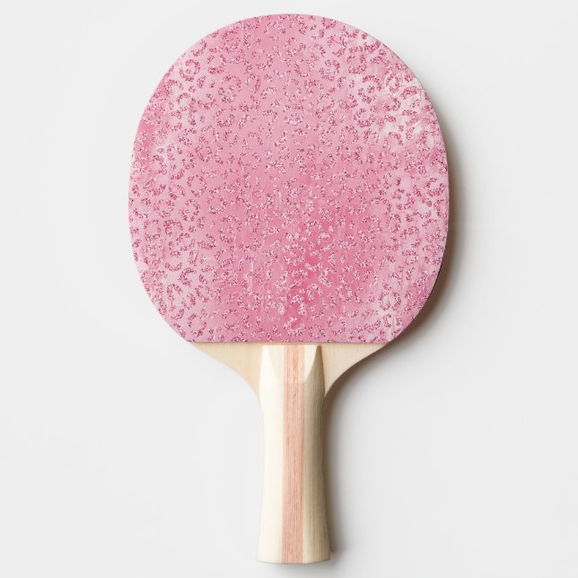 Söt Girly Sugar Rosa Glitter Leopard Pingisracket (Framsidan)