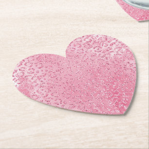 Söt Girly Sugar Rosa Glitter Leopard Underlägg Papper