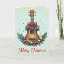 Söt gitarr och girlang julkort