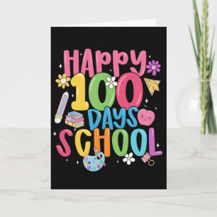 Söt glad 100 dagars skola första skoldagen kort