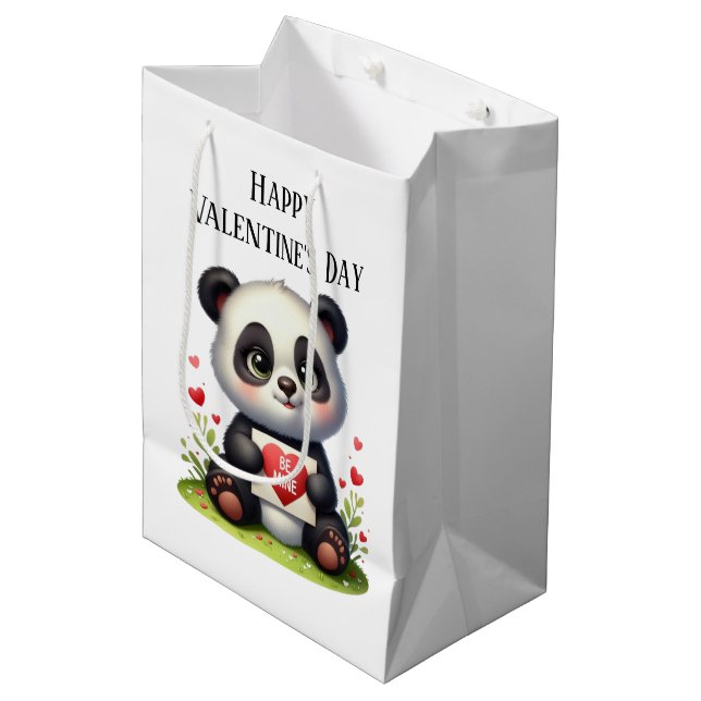 Söt Glad Alla Hjärtans Dags Panda björn  (Framsidan Vinklad)
