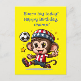 Söt Glad Apa Fotbollsspelare Kort