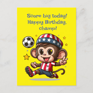 Söt Glad Apa Fotbollsspelare Kort