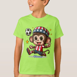 Söt Glad Apa Fotbollsspelare T Shirt