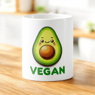Söt Glad Avokado Vegansk Livsstil Kaffemugg