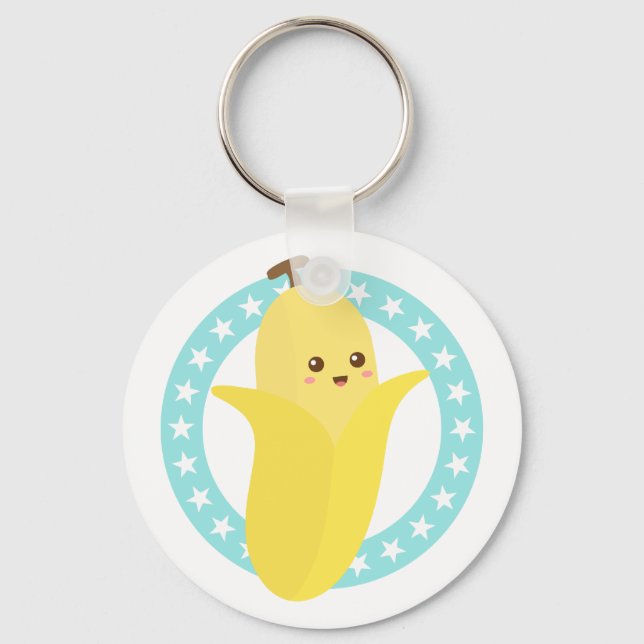 Söt Glad Banan Frukt Nyckelring (Framsida)
