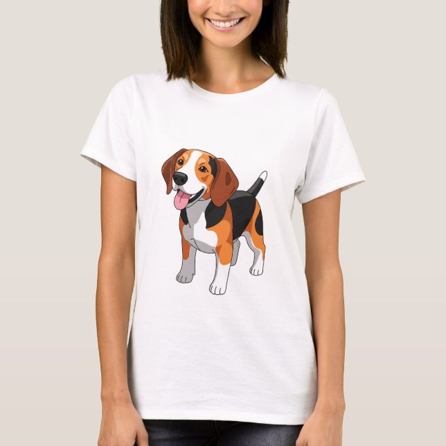 Söt Glad Beagle Hund T Shirt (Framsida)