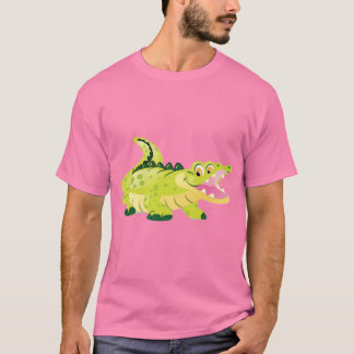 Söt Glad Bebis Alligator Tecknad Rosa Grafisk T-Sh T Shirt