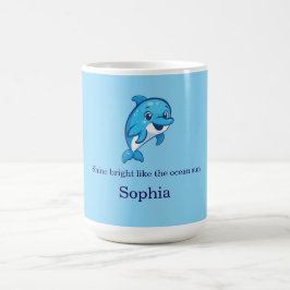 Söt Glad Blå Delfin Tecknad Havsvarelse Kaffemugg