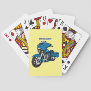 Söt glad blå motorcykel tecknad film casinokort