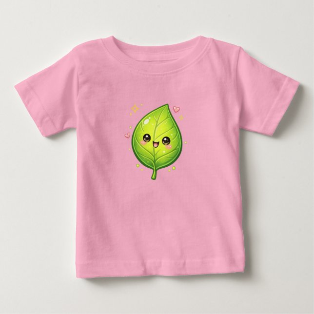 Söt Glad Blad Bebis Fin Jersey T-Shirt Design (Framsida)