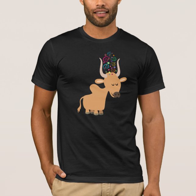 Söt Glad Brahman Ko T-Shirt (Framsida)