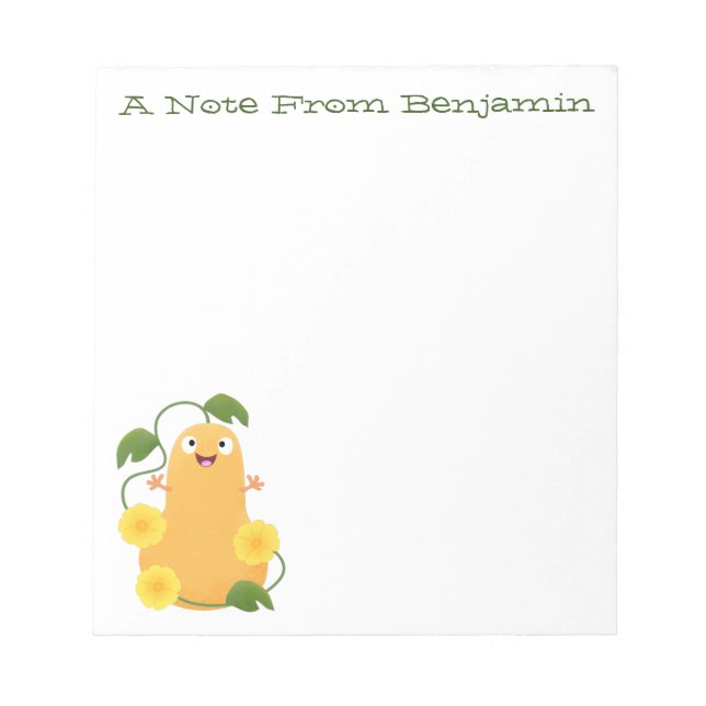 Söt glad butternut squash pumpa seriefigur anteckningsblock (Framsida)