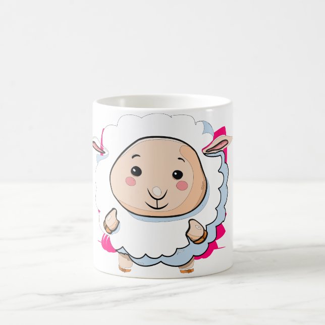 Söt Glad Får Kawaii Djur Kaffemugg (Center)