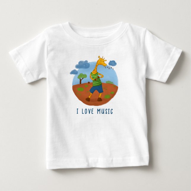 Söt Glad Giraff Tecknad Personlig T-Shirt (Framsida)