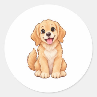 Söt Glad Golden Retriever – Kawaii Hundälskare Kli Runt Klistermärke