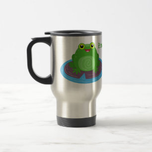 Söt glad grön groda tecknad illustration resemugg