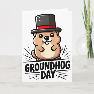 Söt Glad Groundhog Day 2 februari Phils Helgdag Kort