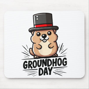 Söt Glad Groundhog Day 2 Februari Phils Helgdag Musmatta
