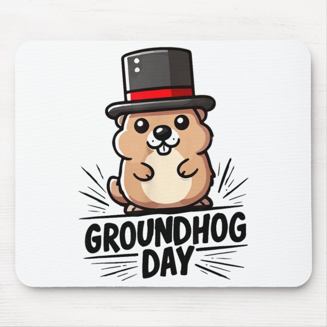 Söt Glad Groundhog Day 2 Februari Phils Helgdag Musmatta (Framsidan)