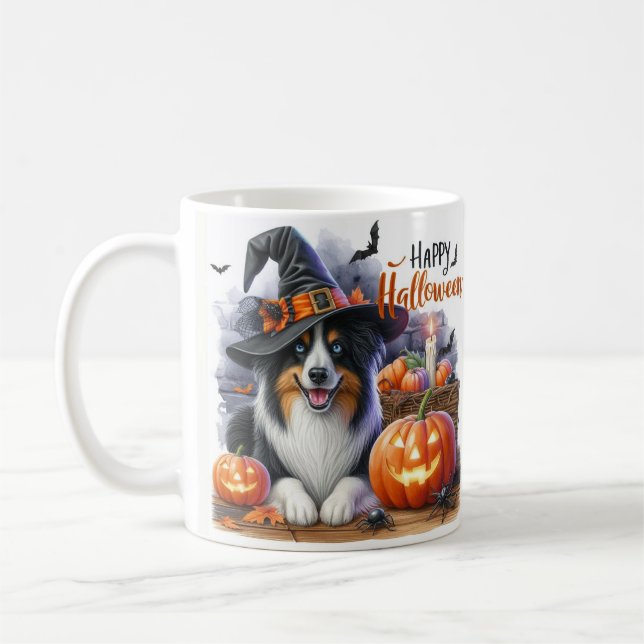 Söt Glad Halloween Hund  Kaffemugg (Vänster)