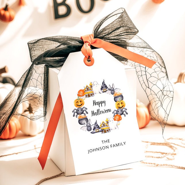 Söt Glad Halloween-illustration Party Presentetikett (Cute Happy Halloween Illustration Party Gift Tags)