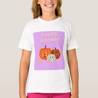 Söt Glad Halloween Pumpa Ansikten T-Shirt