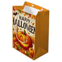Söt Glad Halloween Pumpa och Spöke Present Väska B