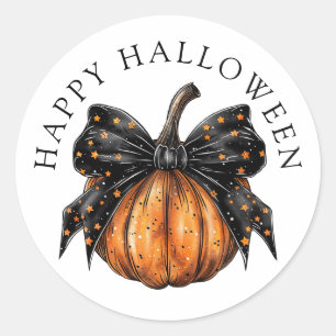 Söt Glad Halloween-pumpa Svart Stjärna Slöja Runt Klistermärke